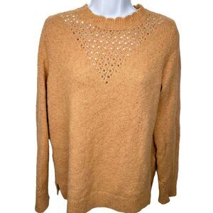 Fat Face Sweater Size US 6 UK 10 Jumper Crochet Detail Burnt Tanish Color
